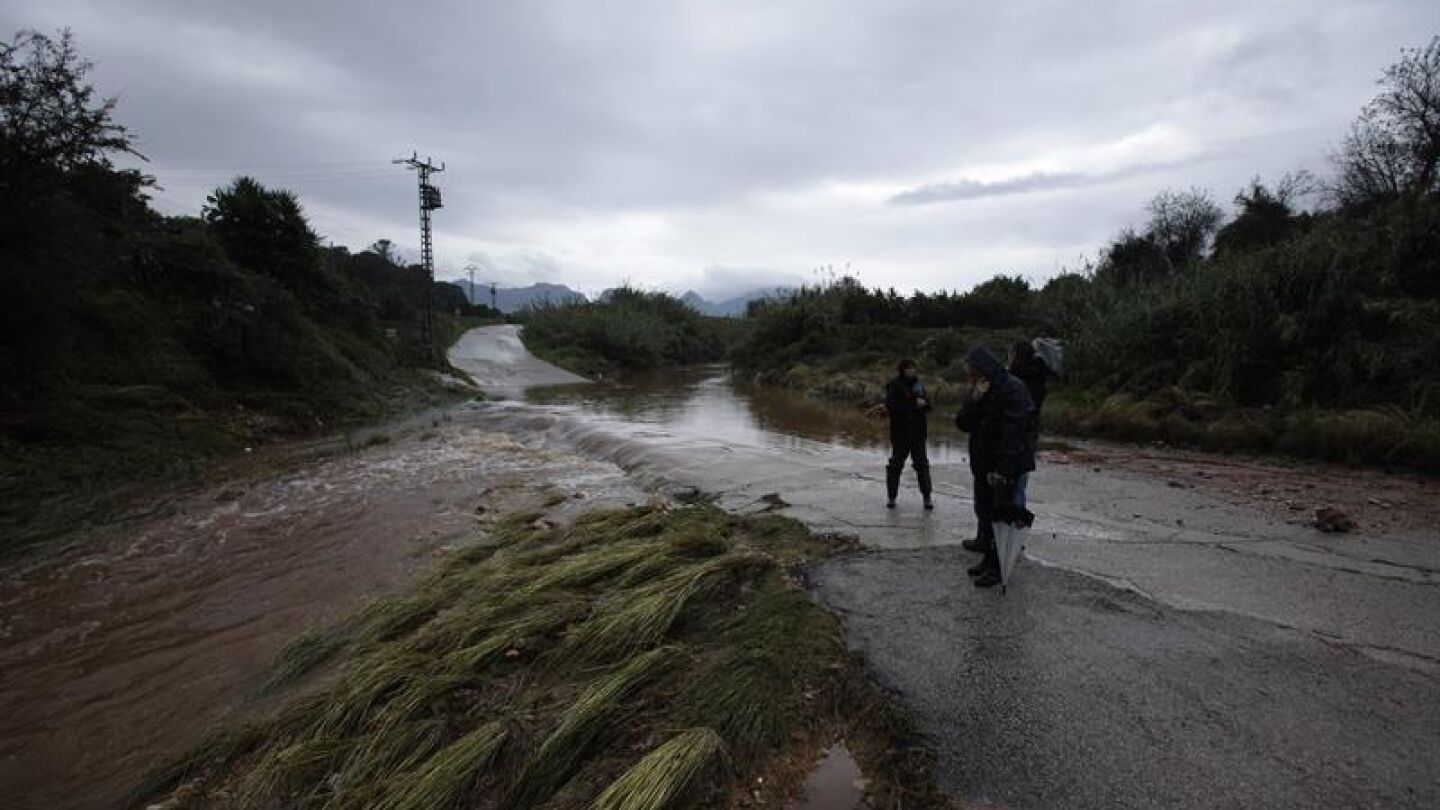 Zona de Marxuquera del t&eacute;rmino de Palma de Gand&iacute;a afectada por la lluvia