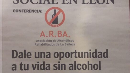 Imagen del anuncio en el que se publicita la charla sobre alcoholismo