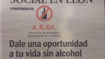 Imagen del anuncio en el que se publicita la charla sobre alcoholismo