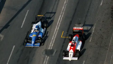 Mika Häkkinen y Michael Schumacher en el GP de Macao Mika Häkkinen y Michael Schumacher en el GP de Macao