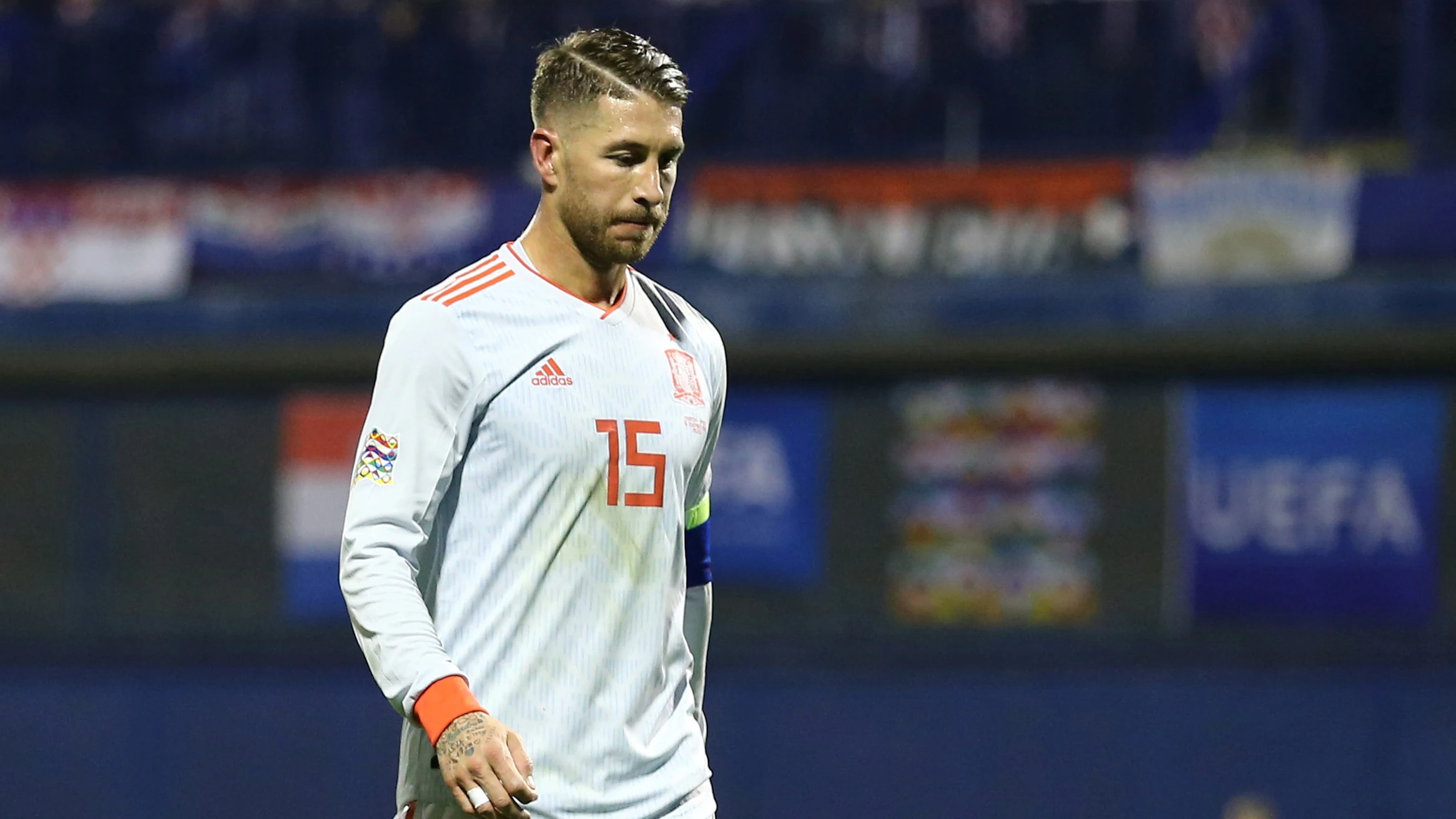 Sergio Ramos, en un partido con la Selección