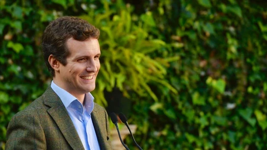 Imagen de Pablo Casado durante un acto electoral Imagen de Pablo Casado durante un acto electoral