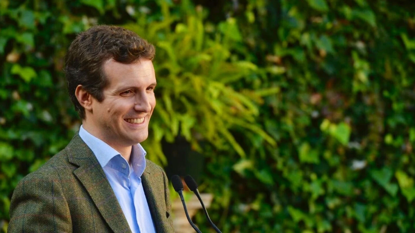Imagen de Pablo Casado durante un acto electoral Imagen de Pablo Casado durante un acto electoral