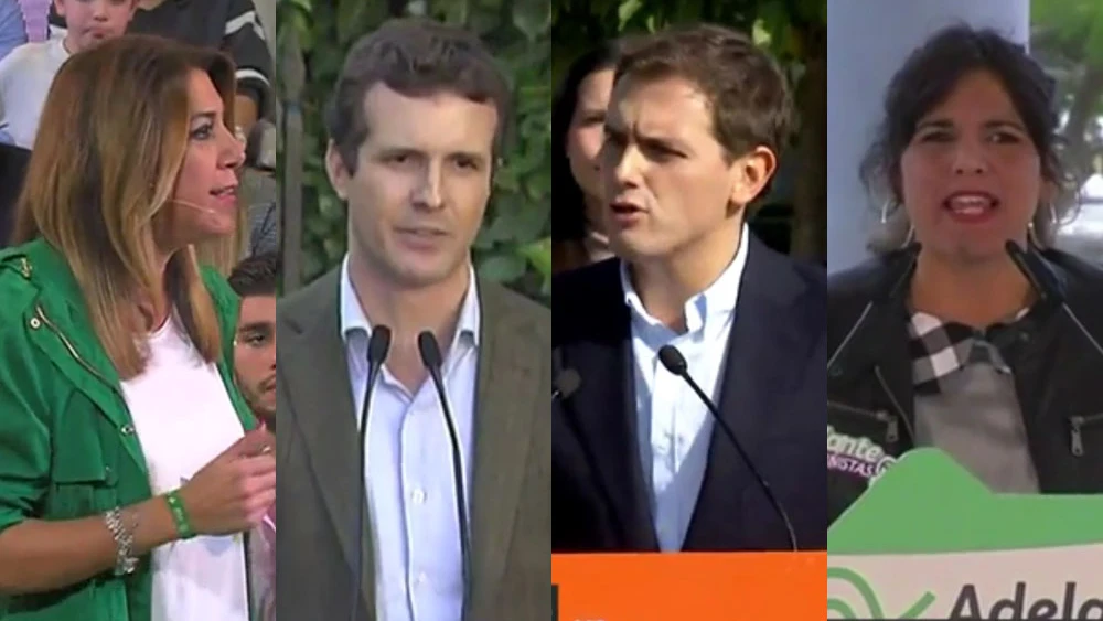 Susana Díaz, Pablo Casado, Albert Rivera y Teresa Rodríguez