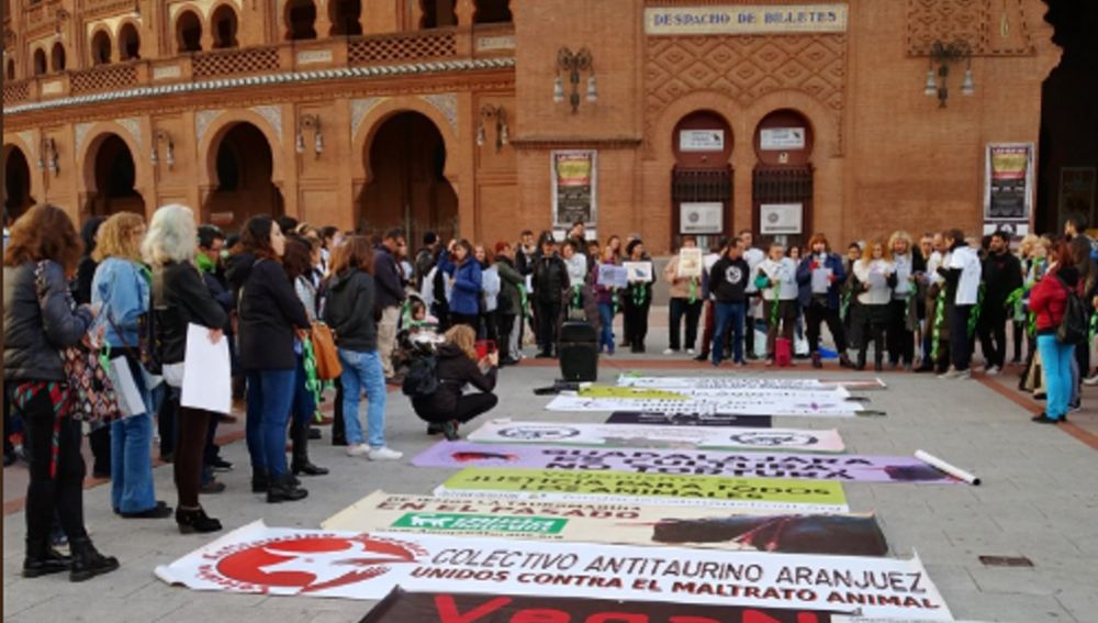 Imagen de la concentración antitaurina en Las Ventas