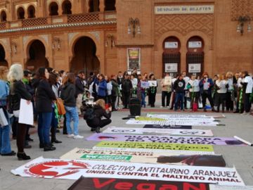 Imagen de la concentración antitaurina en Las Ventas Imagen de la concentración antitaurina en Las Ventas