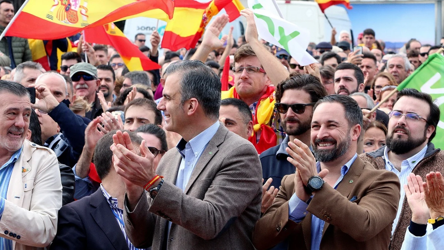 Santiago Abascal en un acto electoral de Vox en Málaga Santiago Abascal en un acto electoral de Vox en Málaga