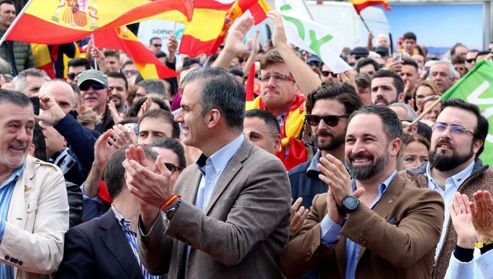 Santiago Abascal en un acto electoral de Vox en Málaga