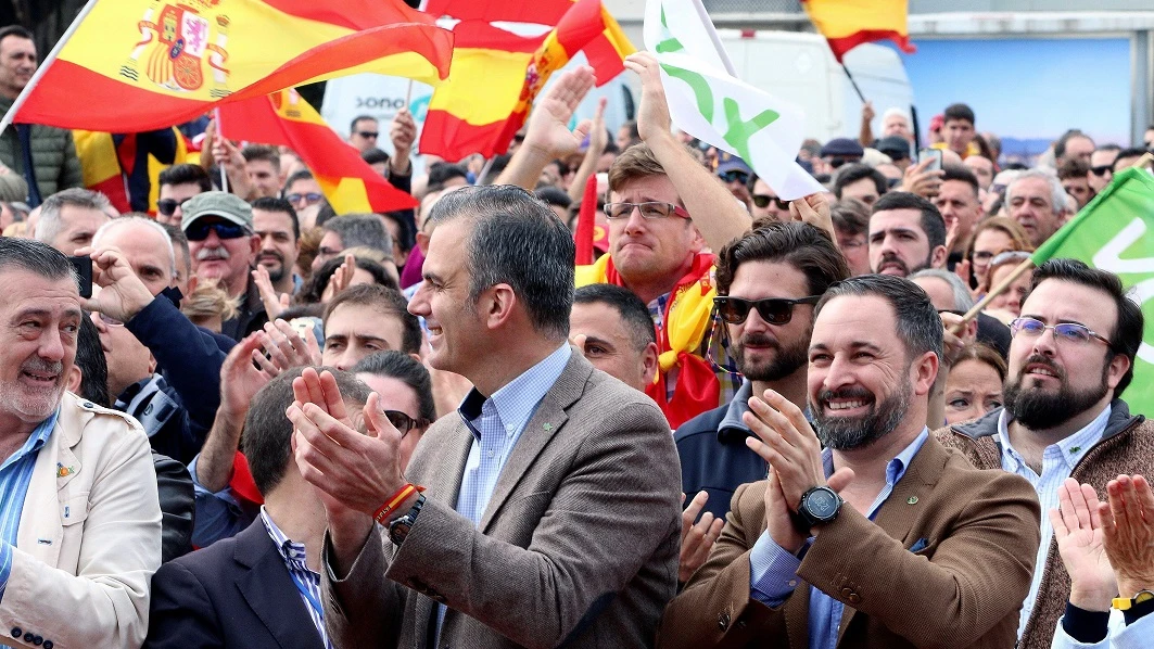 Santiago Abascal en un acto electoral de Vox en Málaga