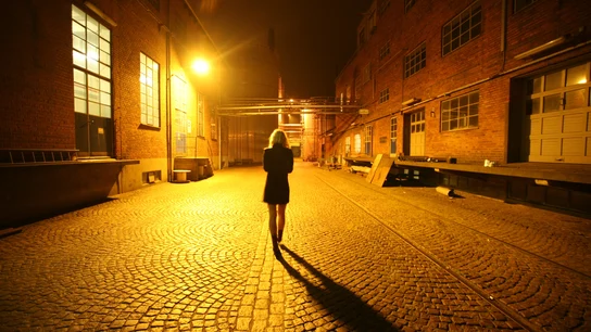 Una chica camina sola por la calle Una chica camina sola por la calle