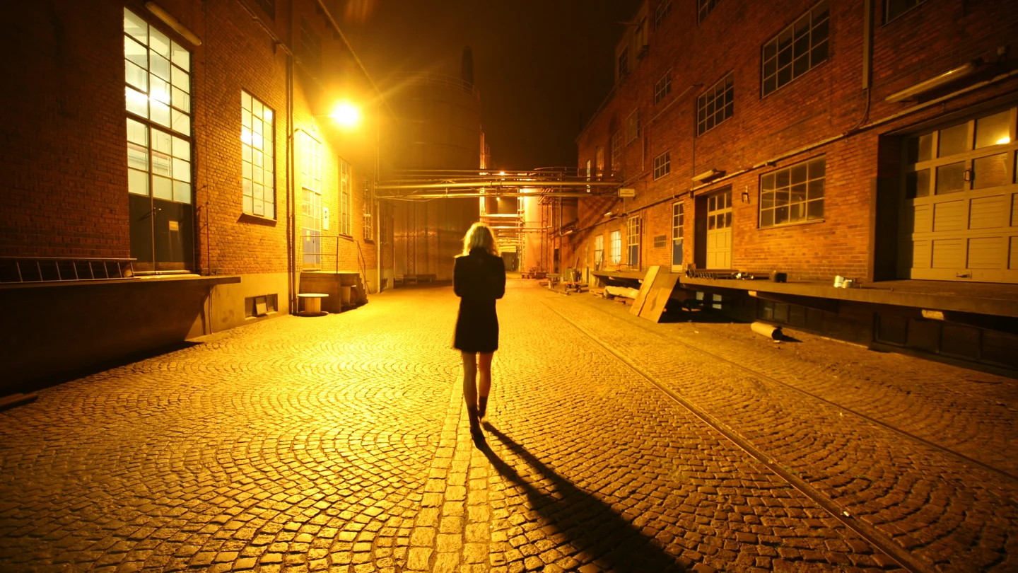 Una chica camina sola por la calle Una chica camina sola por la calle