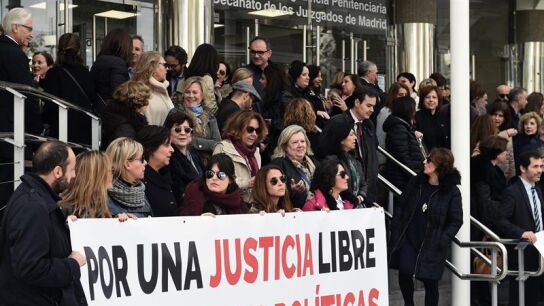 Vista de la concentraci&oacute;n de los trabajadores de Justicia 
