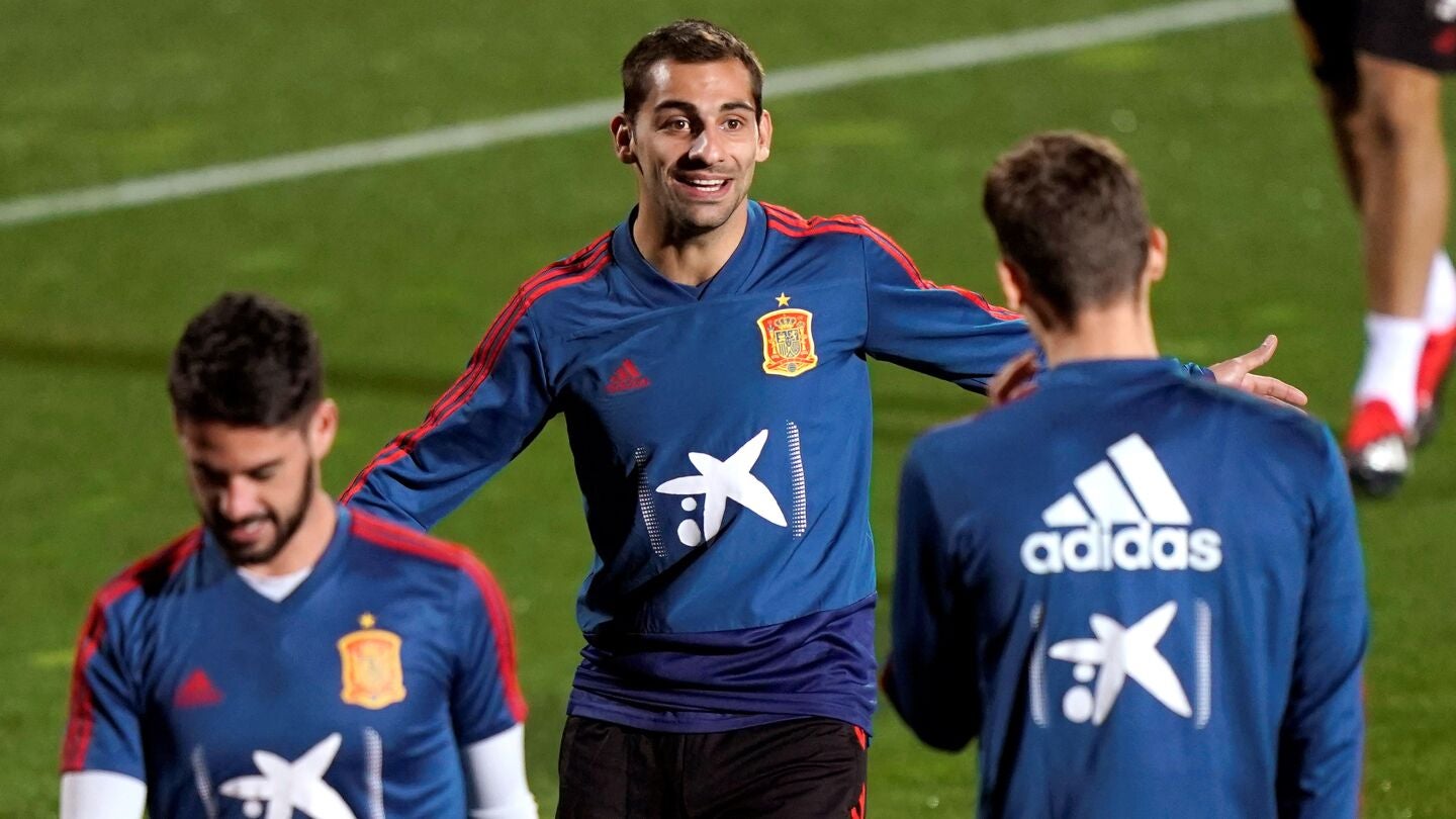 Jonny Otto, en un entrenamiento de La Roja