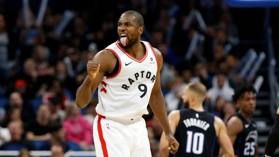 Serge Ibaka celebra una canasta ante Orlando Magic Serge Ibaka celebra una canasta ante Orlando Magic