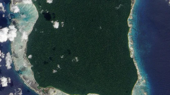 La isla Sentinel del Norte vista desde el aire La isla Sentinel del Norte vista desde el aire