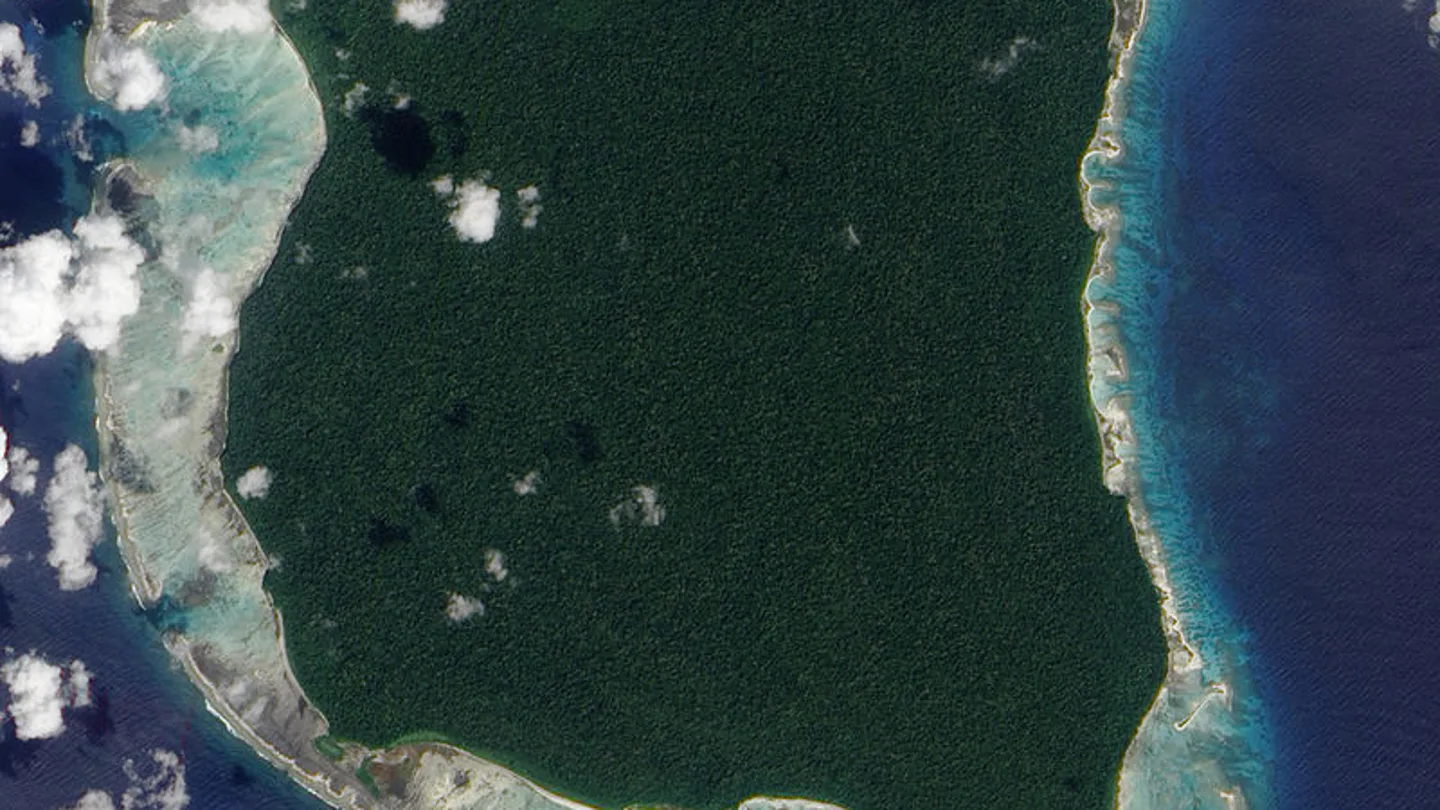 La isla Sentinel del Norte vista desde el aire La isla Sentinel del Norte vista desde el aire