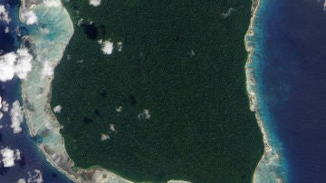 La isla Sentinel del Norte vista desde el aire
