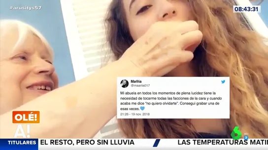 El emocionante gesto de una abuela con alzhéimer que no quiere olvidar la cara de su nieta El emocionante gesto de una abuela con alzhéimer que no quiere olvidar la cara de su nieta