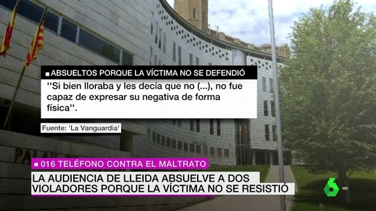 Absuelven de violación a dos defendidos por un abogado de 'La Manada' porque la víctima "sólo dijo 'no" y no se resistió físicamente Absuelven de violación a dos defendidos por un abogado de 'La Manada' porque la víctima "sólo dijo 'no" y no se resistió físicamente