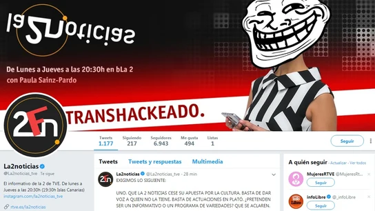 Imagen del perfil hackeado de La2 Noticias Imagen del perfil hackeado de La2 Noticias
