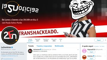 Imagen del perfil hackeado de La2 Noticias