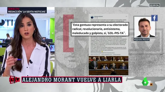 "Mierda de democracia", la crítica Alejandro Morant a Rufián y ERC: "Esta gentuza representa a su electorado radical y golpista" "Mierda de democracia", la crítica Alejandro Morant a Rufián y ERC: "Esta gentuza representa a su electorado radical y golpista"