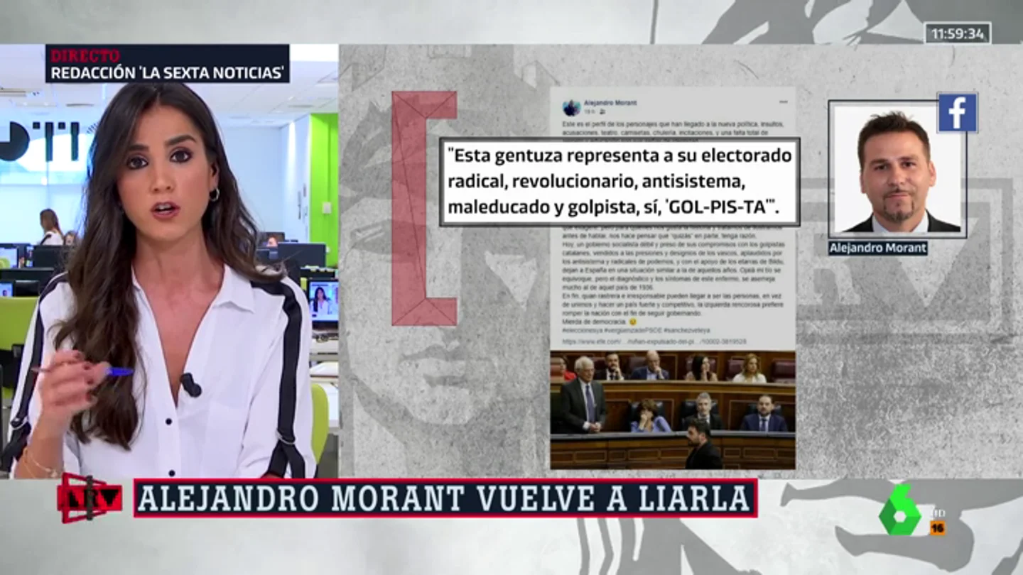 "Mierda de democracia", la crítica Alejandro Morant a Rufián y ERC: "Esta gentuza representa a su electorado radical y golpista" "Mierda de democracia", la crítica Alejandro Morant a Rufián y ERC: "Esta gentuza representa a su electorado radical y golpista"