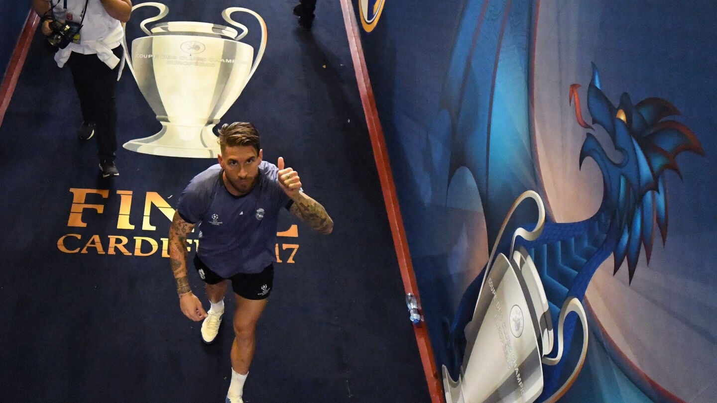 Sergio Ramos, en el t&uacute;nel de vestuarios del Millennium Stadium de Cardiff