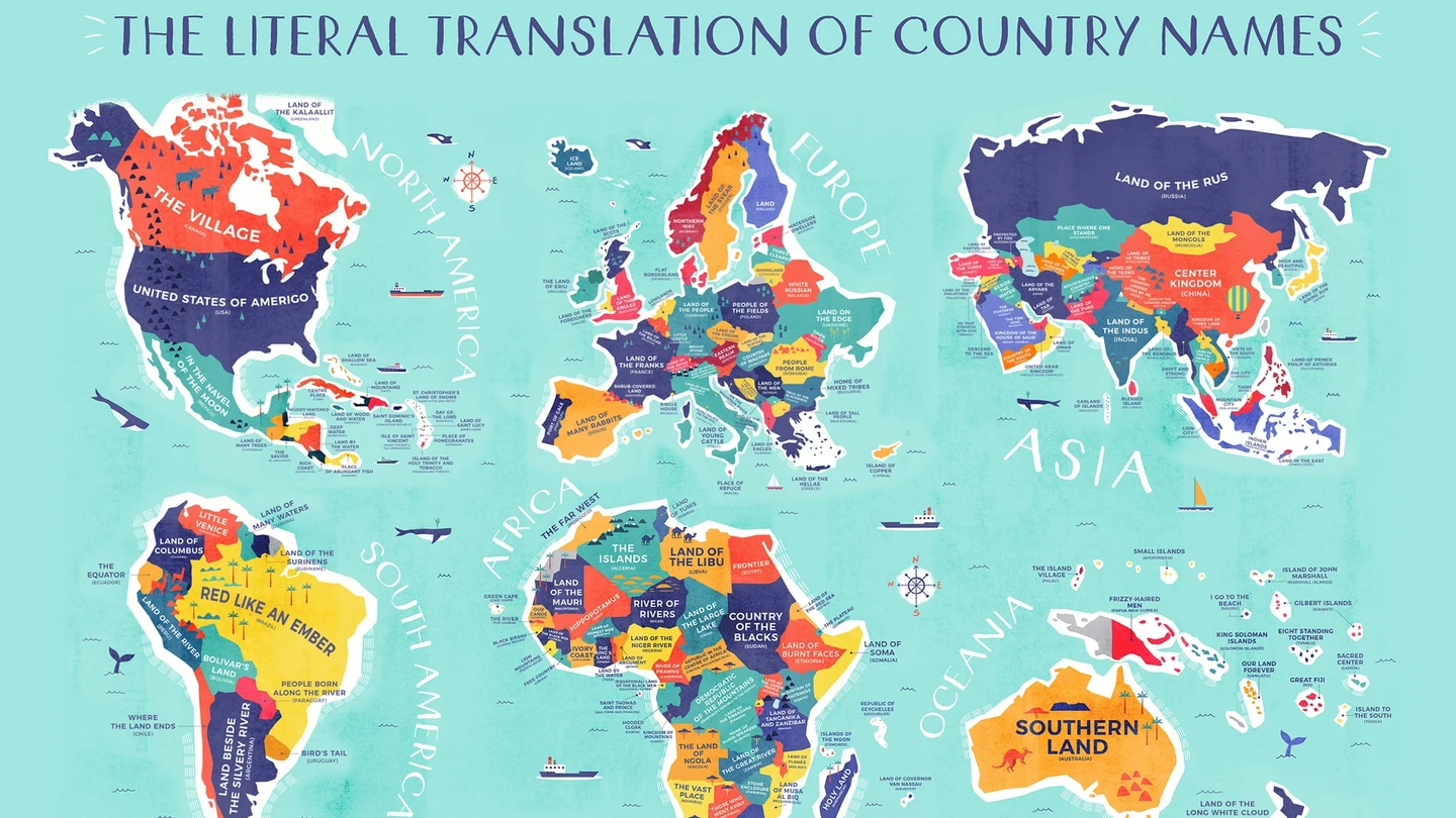 España es la "Tierra de muchos conejos": el mapa que explica el significado de los nombres de los países España es la "Tierra de muchos conejos": el mapa que explica el significado de los nombres de los países