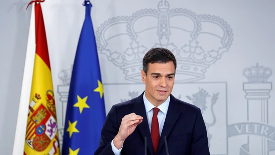 Pedro Sánchez en una comparecencia en Moncloa Pedro Sánchez en una comparecencia en Moncloa