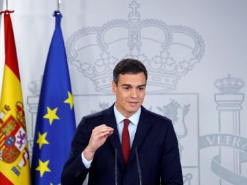 Pedro Sánchez en una comparecencia en Moncloa Pedro Sánchez en una comparecencia en Moncloa
