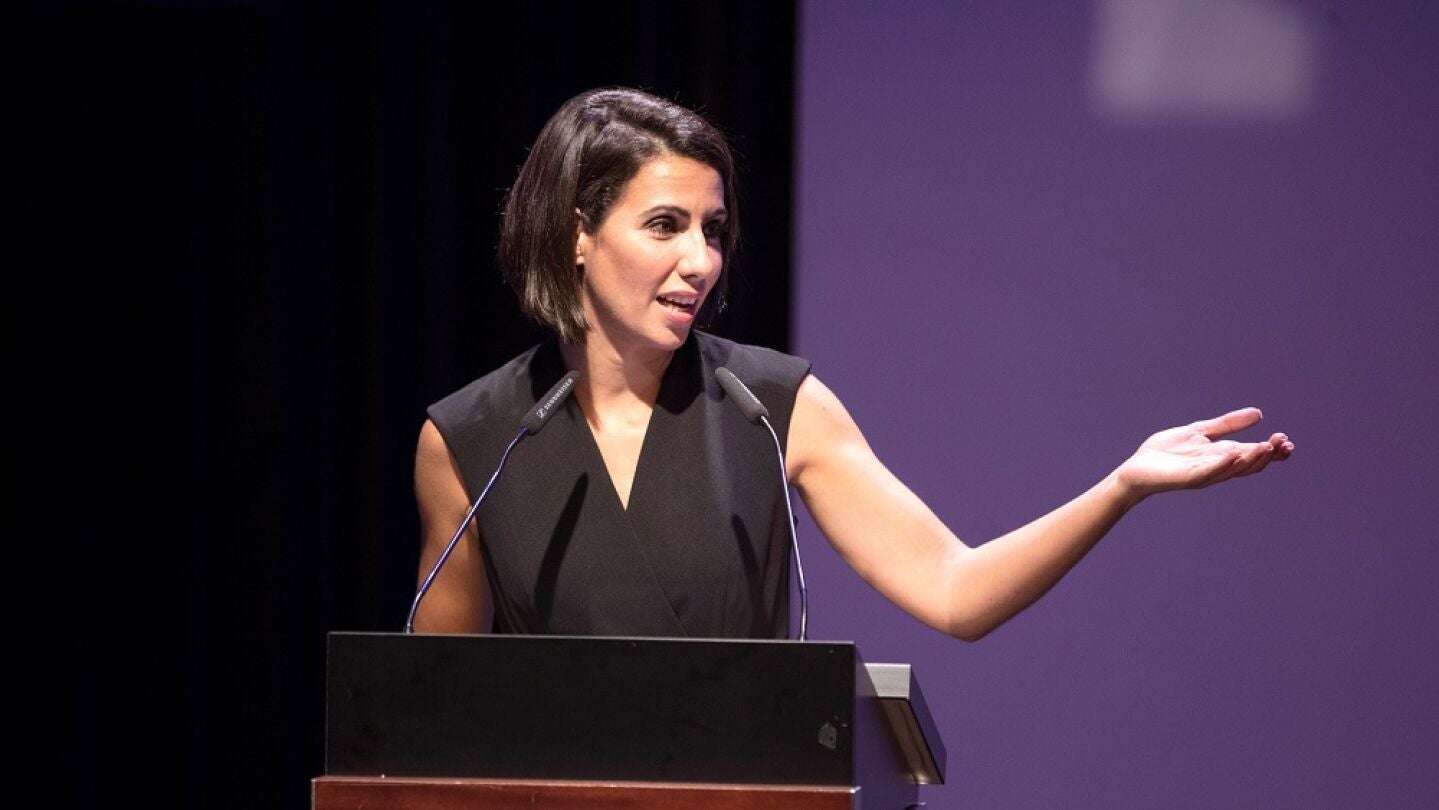Ana Pasto durante la recogida del Premio Comunicaci&oacute;n no sexista 2018