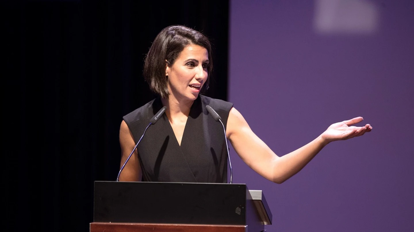Ana Pasto durante la recogida del Premio Comunicación no sexista 2018 Ana Pasto durante la recogida del Premio Comunicación no sexista 2018
