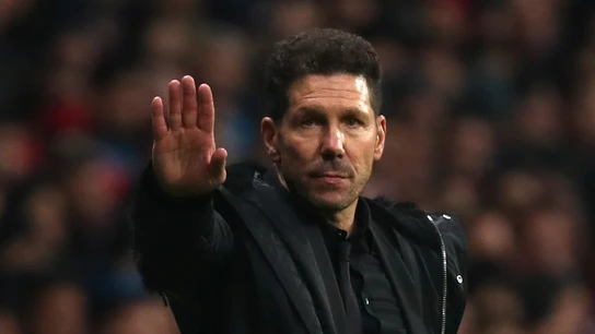 Simeone, durante el partido contra el Barcelona Simeone, durante el partido contra el Barcelona