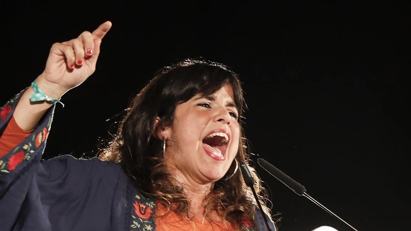 Teresa Rodríguez durante un acto electoral