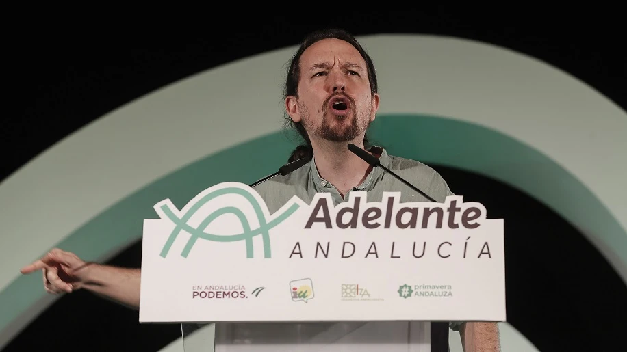 Pablo Iglesias durante un acto electoral de Adelante Andalucía