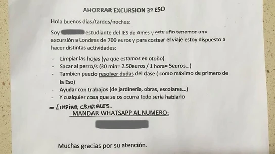 Imagen del anuncio de búsqueda de trabajo publicado por el niño Imagen del anuncio de búsqueda de trabajo publicado por el niño