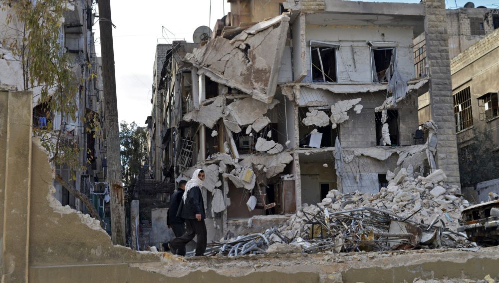 Imagen de archivo de una casa destruida en Alepo