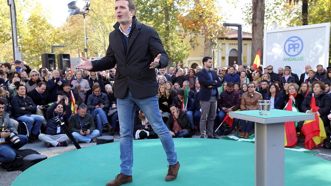 Pablo Casado durante la campaña electoral en Andalucía