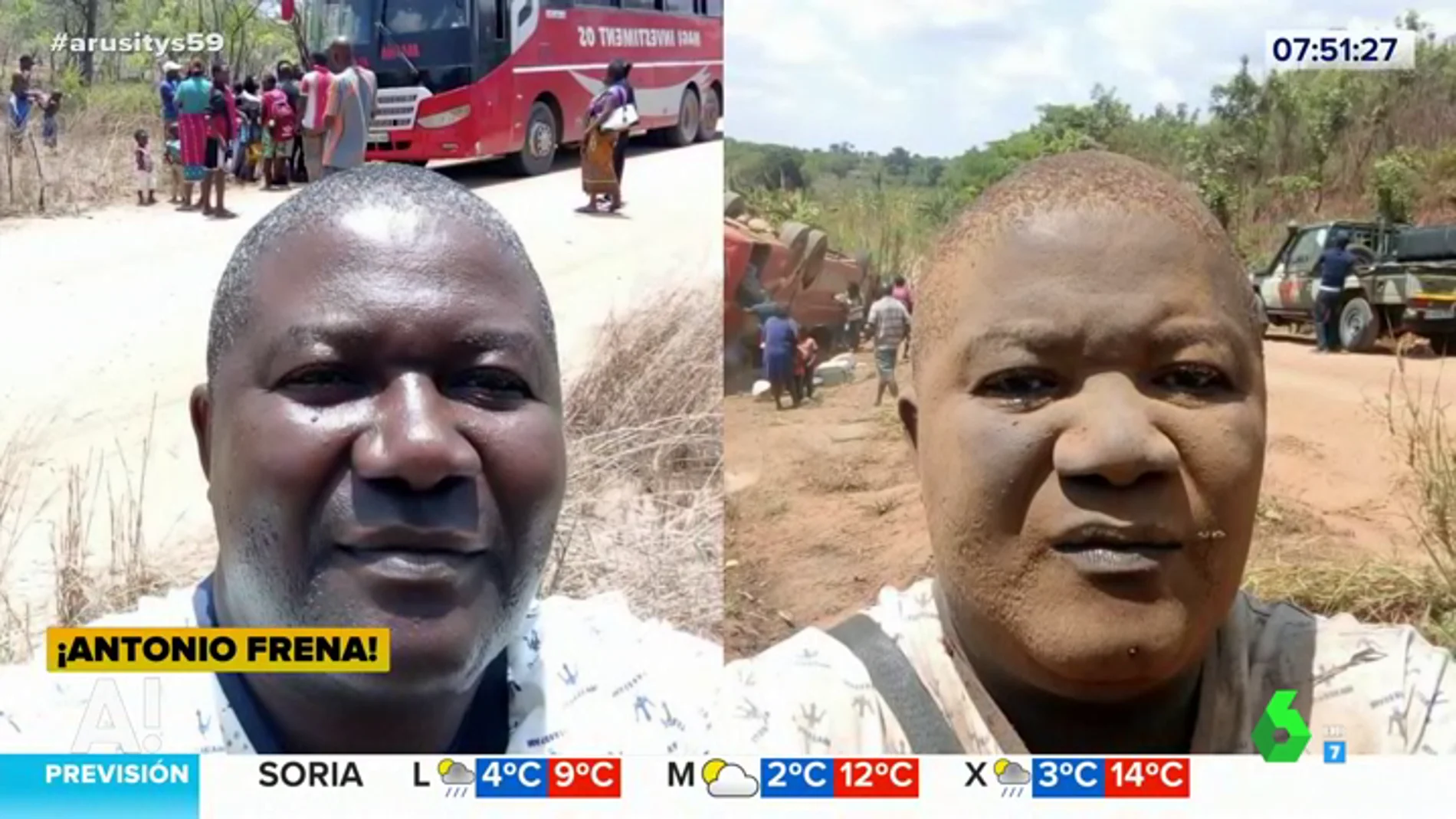 Los comentados 'selfies' de un hombre antes y después de un accidente de autobús