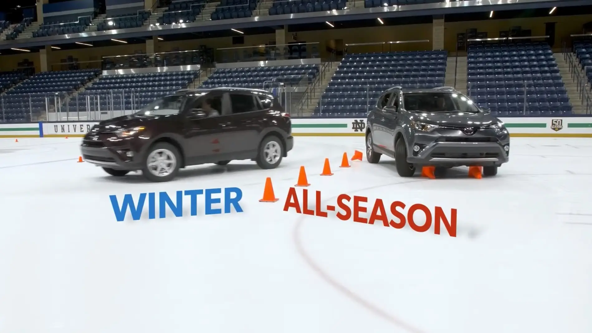 Comparativa entre neumáticos convencionales y de invierno sobre hielo