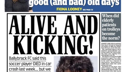 La falsa muerte de un jugador del Ballybrack FC La falsa muerte de un jugador del Ballybrack FC