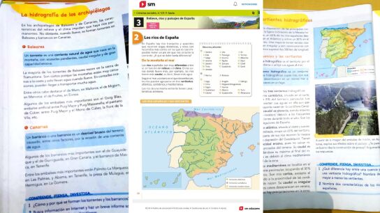 Libros de 4º y 6º de Primaria de dos editoriales utilizado durante este curso en Andalucía 