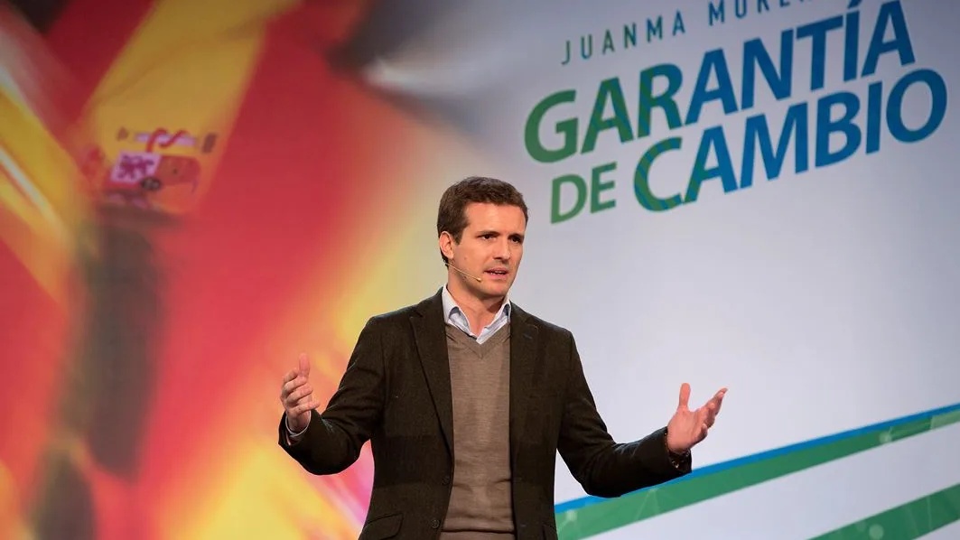 Pablo Casado durante un acto electoral