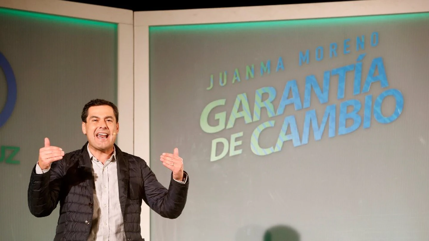 Juanma Moreno durante un acto electoral Juanma Moreno durante un acto electoral