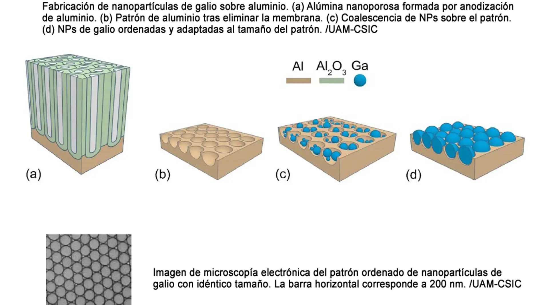 Proceso de fabricación de nanopartículas de galio sobre aluminio