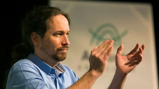 Imagen de Pablo Iglesias durante un acto electoral Imagen de Pablo Iglesias durante un acto electoral