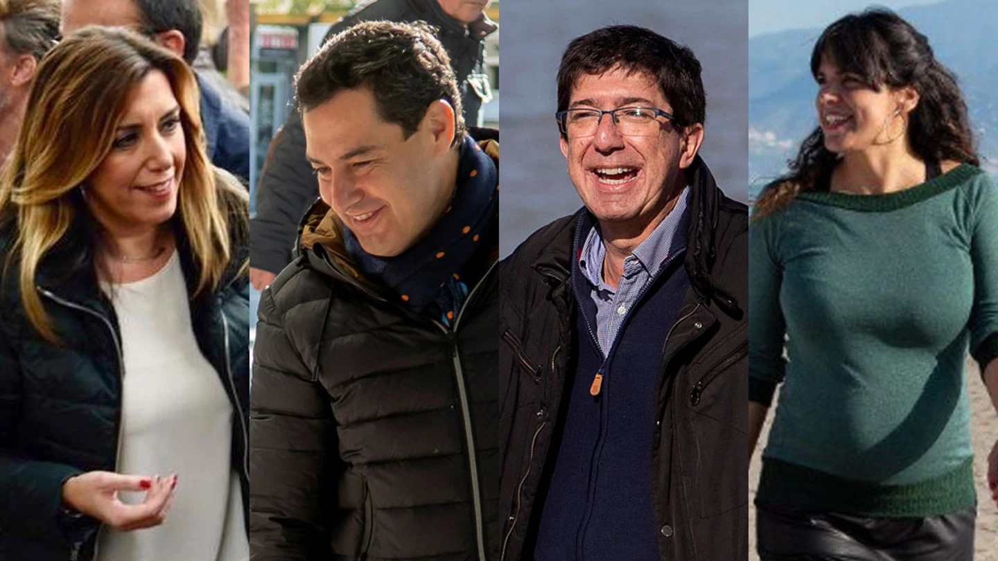 Susana Díaz, Juanma Moreno, Juan Marín y Teresa Rodríguez Susana Díaz, Juanma Moreno, Juan Marín y Teresa Rodríguez
