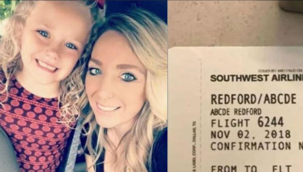 Imagen de la niña que sufrió burlas debido a su nombre y la tarjeta de embarque de Southwest Airlines