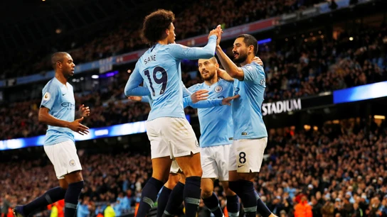 Los jugadores del Manchester City celebran un gol Los jugadores del Manchester City celebran un gol